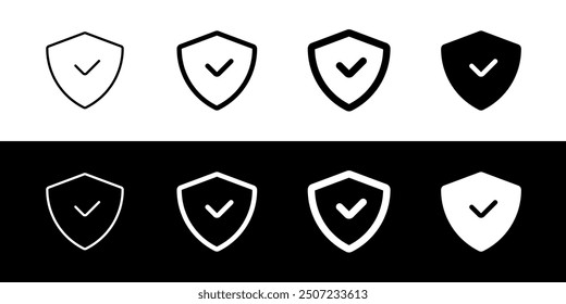 Escudo editable, icono de Vector de seguro. Parte de una gran familia de iconos. Perfecto para interfaces de Web y App, presentaciones, infografías, etc