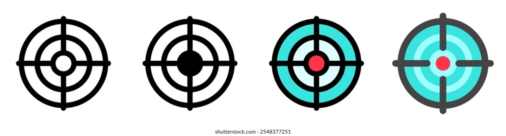 Juego de disparos editable, objetivo, icono de Vector de enfoque. Video Juego, Elementos de juego. Parte de una gran familia de iconos. Perfecto para interfaces de Web y App, presentaciones, infografías, etc