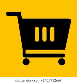 editable shopping icon on yellow background