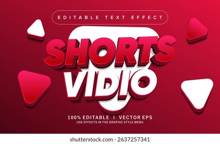 editable shorts vidio vector text effect with modern style design