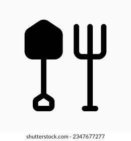 Editable shovel and rake vector icon. Farming, gardening, tools. Part of a big icon set family. Perfect for web and app interfaces, presentations, infographics, etc