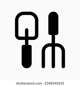 Editable shovel and rake vector icon. Gardening, landscaping, horticulture. Part of a big icon set family. Perfect for web and app interfaces, presentations, infographics, etc