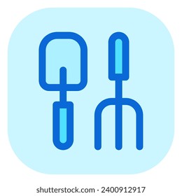 Editable shovel and rake vector icon. Gardening, landscaping, horticulture. Part of a big icon set family. Perfect for web and app interfaces, presentations, infographics, etc