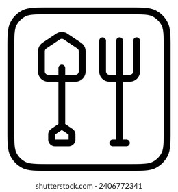 Editable shovel and rake vector icon. Farming, gardening, tools. Part of a big icon set family. Perfect for web and app interfaces, presentations, infographics, etc