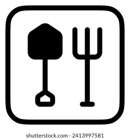 Editable shovel and rake vector icon. Farming, gardening, tools. Part of a big icon set family. Perfect for web and app interfaces, presentations, infographics, etc