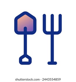 Editable shovel and rake vector icon. Farming, gardening, tools. Part of a big icon set family. Perfect for web and app interfaces, presentations, infographics, etc