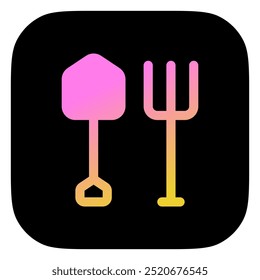 Editable shovel and rake vector icon. Farming, gardening, tools. Part of a big icon set family. Perfect for web and app interfaces, presentations, infographics, etc