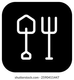 Editable shovel and rake vector icon. Farming, gardening, tools. Part of a big icon set family. Perfect for web and app interfaces, presentations, infographics, etc