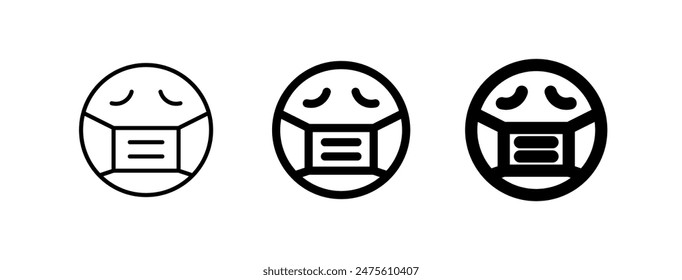 Icono de Vector de emoticono de expresión de máscara enferma editable. Parte de una gran familia de iconos. Parte de una gran familia de iconos. Perfecto para interfaces de Web y App, presentaciones, infografías, etc