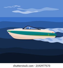 Editable Side View American Bowrider Boat on Water Vector Illustration for Artwork Element of Transportation or Recreation Related Design svg