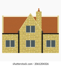 Editable Side View Traditional English House Building Vector Illustration for England Culture Tradition and History Related Design