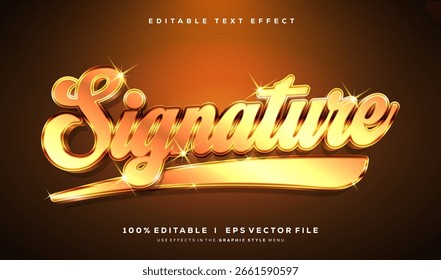 editable signature 3d vector text effect with modern style design