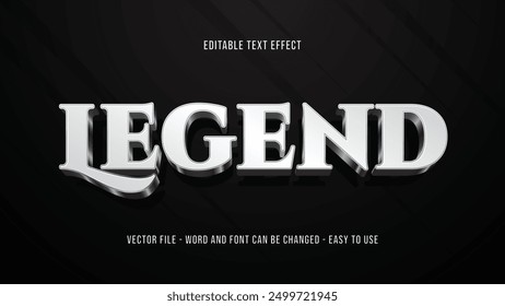 Editable silver 3d text effect, legend text style effect