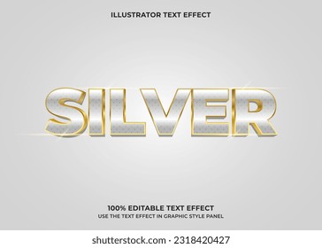 Efecto de texto del vector 3D plateado editable