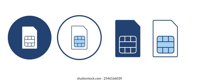 Bearbeitbare Sim Karte Symbol Set Vektorgrafik