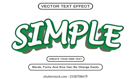 Editable Simple 3D Text Effects Vector Illustration, Simple Editable Text Effect, Bold Text Style