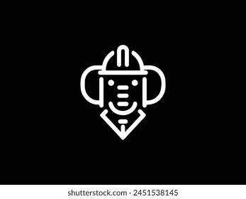 editable simple line logo elephant