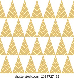 Editable simple minimal classic modern golden triangle christmas tree seamless pattern background