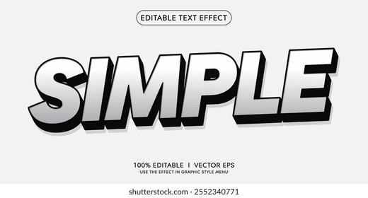 efeito de texto 3d vetorial simples editável com design de estilo moderno