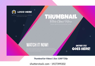 Diseño editable de una sola miniatura para vídeos y todas las plataformas sociales Premium para vídeos Vector editable, texto Personalizable Thumbnails plantilla degradado banner web