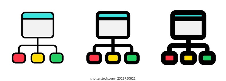 Mapa do site editável, ícone do vetor de hierarquia. Parte de uma grande família de conjuntos de ícones. Perfeito para interfaces web e app, apresentações, infográficos, etc