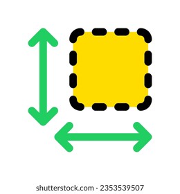 Tamaño modificable, icono del vector de medida de área. Parte de una familia de iconos grandes. Perfecto para interfaces web y de aplicaciones, presentaciones, infografías, etc