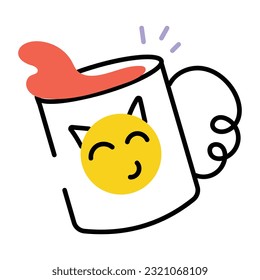 An editable sketchy icon of coffee mug 