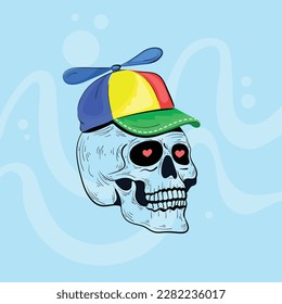 An editable sketchy illustration of cap skull 