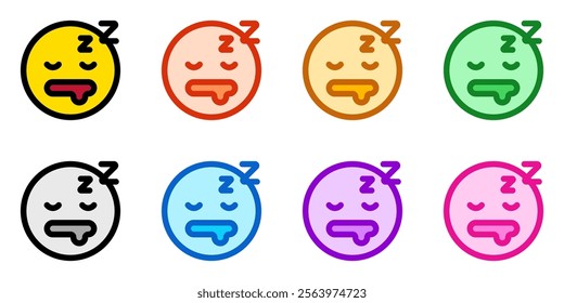 Editable sleepy head, drowzy expression emoticon vector icon. Part of a big icon set family. Part of a big icon set family. Perfect for web and app interfaces, presentations, infographics, etc