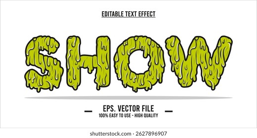 Editable Slime Dripping Font Effect – Green Goo Monster Vector Text