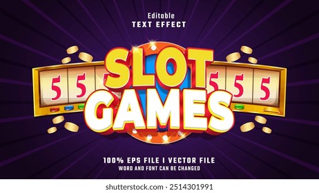 editável slot games text effect.typhography logotipo