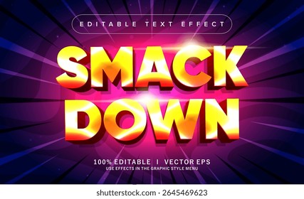 efeito de texto vetorial smack down editável com design de estilo moderno