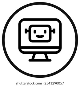 Assistente inteligente editável, ícone de vetor bot. Tecnologia de IA, inteligência artificial, computador. Parte de uma grande família de conjuntos de ícones. Perfeito para interfaces web e app, apresentações, infográficos, etc