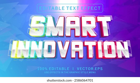 editable smart innovation 3d vector text effect with modern style design