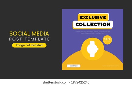 Editable Smart watch social media post banner template, new arrival exclusive collection social media banner, Best smart watch black friday sale social media post template