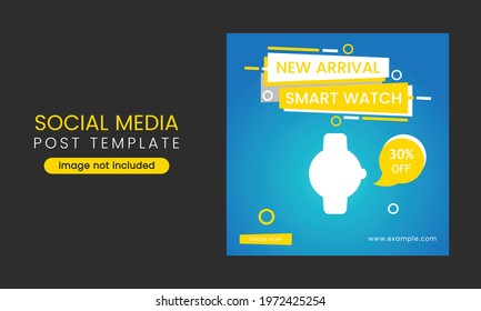 Editable Smart watch social media post banner template, new arrival exclusive collection social media banner, Best smart watch black friday sale social media post template