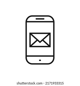 Editable smartphone message line icon. Vector illustration isolated on white background. using for website or mobile app