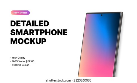 Editable Smartphone Mockup. Detailed Device Design on White Background. Vector illustration