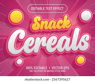 editable snack cereals vector text effect with modern style design