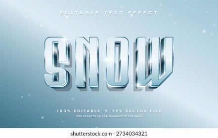 editable snow vector text effect with modern style
