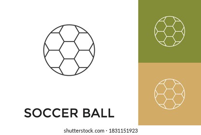Icono de la línea delgada de la bola de fútbol editable con título. Útil para aplicaciones móviles, sitio web, software y medios impresos.