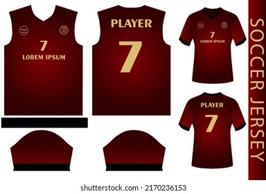 editable soccer jersey design template with pattern and mockup