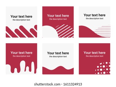 Editable social media abstract post template. Social banners for Digital Marketing. Banner with waves decoration. Liquid style posters with gray and red background.