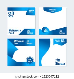 Pancarta editable en medios sociales. Publicación en medios sociales con el concepto azul adecuado para la promoción de negocios de comida