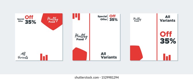 Editable Social media banner. Social media post with red geometric color concept suitable for healthy food promotion. Discount banner vector illustration