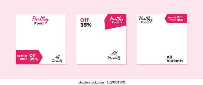 Editable Social media banner. Social media post with pink color concept suitable for healthy food promotion. Discount banner vector illustration