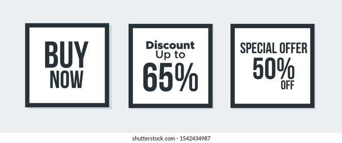 Editable Social media banner. Social media post with dark grey, black color concept and minimalist square line shape. Suitable for food promotion. Discount banner template illustration