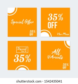 Editable Social media banner. Social media post with orange color concept and line, circle shape. Suitable for food promotion. Discount banner template illustration