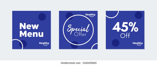 Editable Social media banner. Social media post with purple, indigo color concept and line, circle shape. Suitable for food promotion. Discount banner template illustration