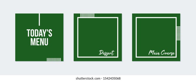 Editable Social media banner. Social media post with green color concept and abstract line, square shape. Suitable for food promotion. Discount banner template illustration